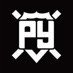 PY Logo monogram isolated on shield shape with rounded line