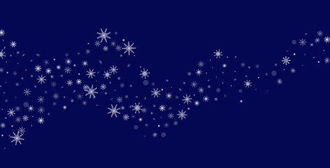 Snowflakes. Snow, snowfall. Falling scattered white snowflakes on a gradient background. Vector	