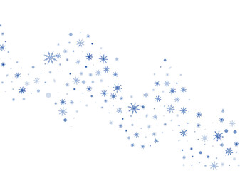 Naklejka na ściany i meble Snowflakes. Snow, snowfall. Falling scattered white snowflakes on a gradient background. Vector 