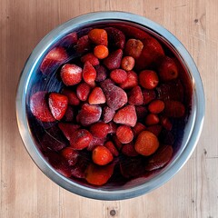 frozen strawberries in a bowl