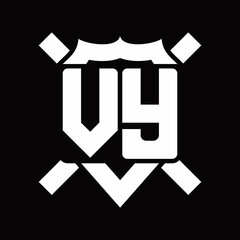 VY Logo monogram isolated on shield shape with rounded line