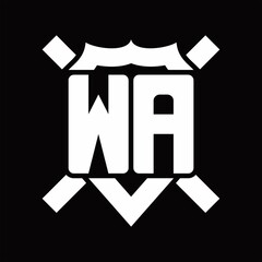 WA Logo monogram isolated on shield shape with rounded line