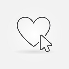 Mouse click on Heart line icon. Online Donation vector concept sign in outline style