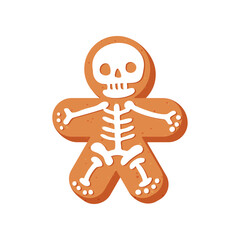 New year or Christmas gingerbread cookies. Carved figures decorated with sugar icing. Vector stock flat illustration isolated on a white background.