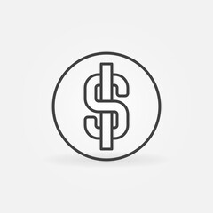 Round Dollar Sign outline icon. Money vector concept line symbol