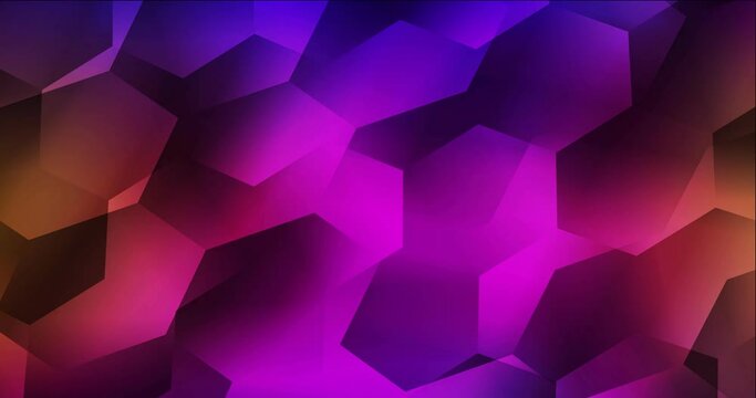 4k looping dark blue, red animation with colorful hexagons