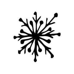 Hand drawn vector snowflake illustration. Clip art isolated on white background. High quality illustration for decoration, Christmas home decor, print, postcards.