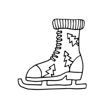 recommend clip art: Cute vector ice skate with Christmas trees. Ice skate clip art isolated on white background. Christmas doodle for fun, greeting cards, decoration.