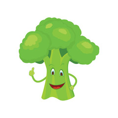 Illustration vector graphic of Fresh green broccoli with thumb up