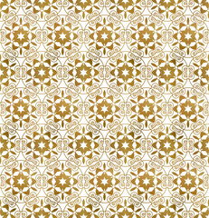 Traditional arabesque seamless pattern. Repeatable background of golden shapes and lines.