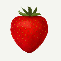 Red strawberry ripe juicy illustration. Brush stroke, watercolor imitation. Organic, vegan, healthy food concept vector