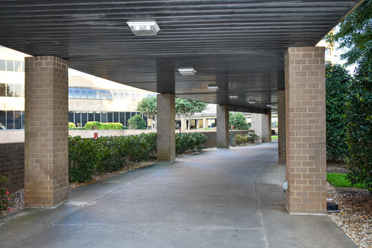 Covered Pedestrian Walkway At An Office Building 