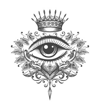 All Seeing Eye With Crown Tattoo