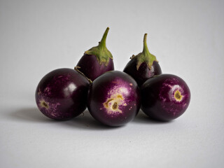 Closeup of fresh small eggplants