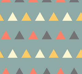 Triangles on blue background, seamless vector pattern.