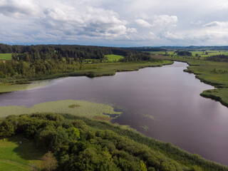 Aerial view of Maisach Lake in Bavaria