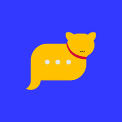 vector illustration of bubble chat logo with cat body. 