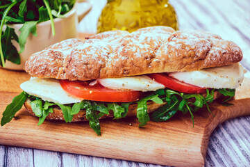 sandwich with mozzarella and tomato