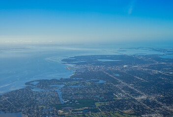 Aerial view of Tampa, st petersburg and clearwater in Florida, USA