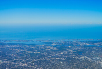 Aerial view of Tampa bay St Petersburg and clearwater beach	
