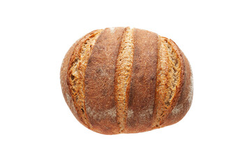 Homemade sourdough bread isolated on a white background.