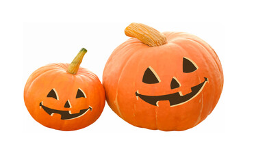 Halloween Pumpkin, smiling Jack O'Lantern isolated on white background
