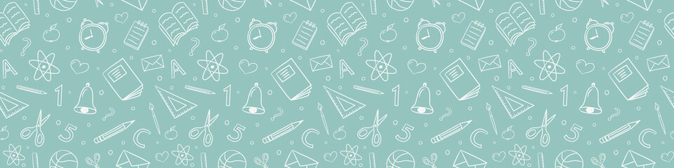 Fototapeta School background. Seamless pattern with doodles. Vector obraz