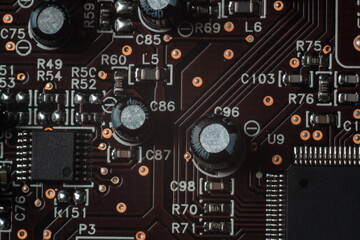 part of electronic circuit board close up