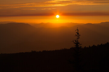 Sunset Landscape and Sky High Cascade Mountains