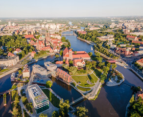 Obraz premium Aerial panoramic view of Wroclaw city old town