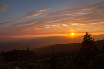 Sunset Landscape and Sky High Cascade Mountains