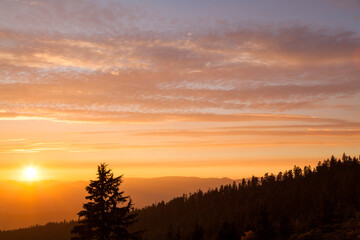 Sunset Landscape and Sky High Cascade Mountains