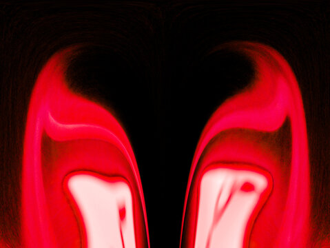 Red abstract volcanic magma on a black background. Space. Devil eyes. Halloween holiday. Fantastic theme. Red lights on a black background. Illustration. Template for text. Background image.