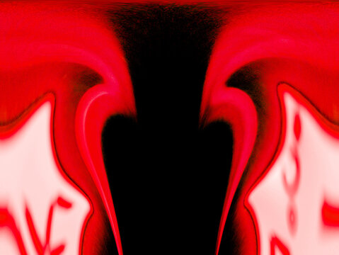 Red abstract volcanic magma on a black background. Space. Devil eyes. Halloween holiday. Fantastic theme. Red lights on a black background. Illustration. Template for text. Background image.