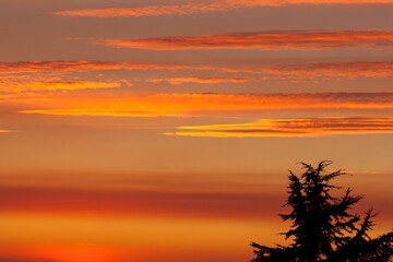 Fototapeta na wymiar Sunset Sky over the High Cascade Mountains