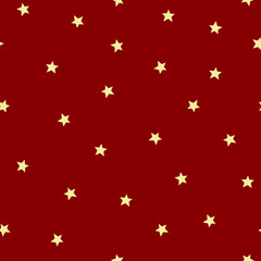 Seamless Repeating Pattern Small Yellow Stars on Red Background Christmas Xmas December Holiday Festive Winter design Tile   