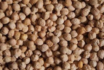 Dried chickpea beans at  market display background
