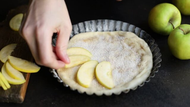 Apple pie sweet homemade cakes with fruit meal on the table tasty serving size portion top view copy space for text food background rustic