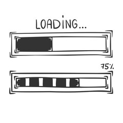 Hand drawn vector of loading bar, isolated on white background.