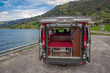 Interior of a nice home made camper van