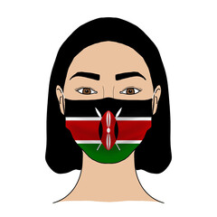 Coronavirus mask crisis. Kenya health system. Flag of Kenya coronavirus outbreak patterned mask wearing woman.