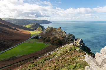 View from Hollerday Hill  of the Valley Of The Rocks in Exmoor National Park