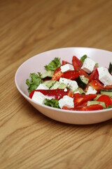 salad with tomatoes and cheese, cafe, meny, salad, 