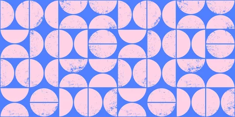  Kleurrijk geometrisch naadloos patroon in Scandinavische stijl. Moderne abstracte grungeachtergrond met halve cirkels. © Oleksandra