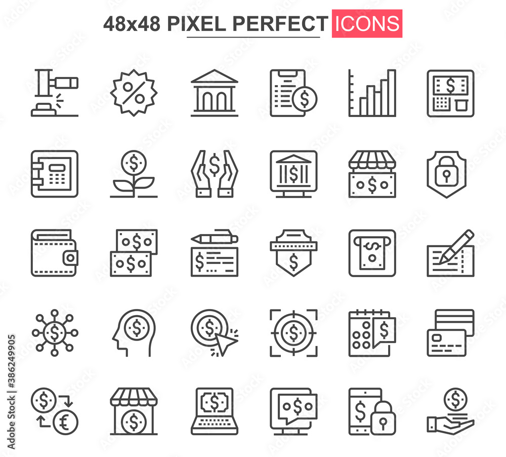 Poster online banking thin line icon set. credit card payment outline pictograms for website and mobile app