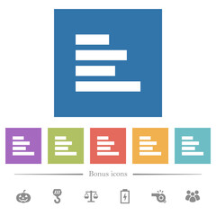 Text align left flat white icons in square backgrounds