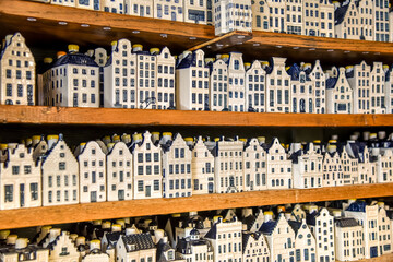 KLM houses - collection of Delft's blue houses filled with gin as a souvenir from Holland.