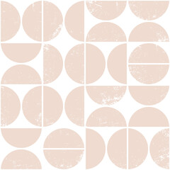 Monochrome geometric seamless pattern in Scandinavian style. Modern abstract grunge background with semicircles. © Oleksandra