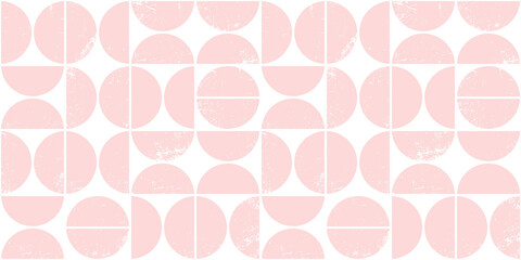 Monochrome geometric seamless pattern in Scandinavian style. Modern abstract grunge background with semicircles.