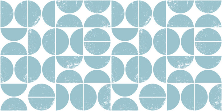 Monochrome geometric seamless pattern in Scandinavian style. Modern abstract grunge background with semicircles.